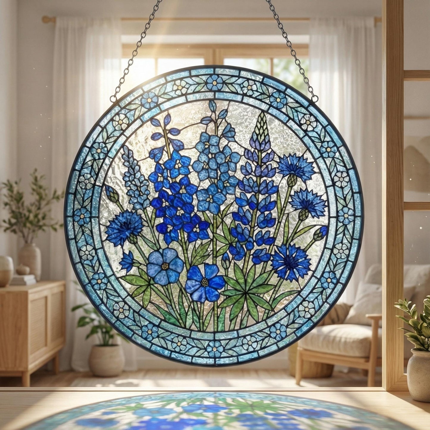 Custom Flower Stained Glass Suncatcher - Personalized Mom's Garden Decor - Flower Window Hanging