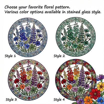 Blue Wildflower Stained Glass Suncatcher - Botanical Glass Window Hanging - Personalized Birthday Gift For Her