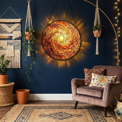 Rainbow Sun Suncatcher – Celestial Window Hanging – 60th Birthday Gift For Mum – Stained Glass Art
